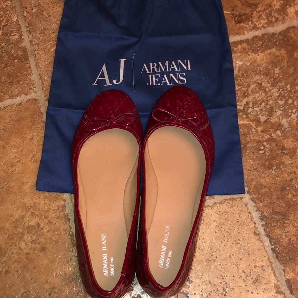 Ladies size 8 Armani jeans patent ballet flat